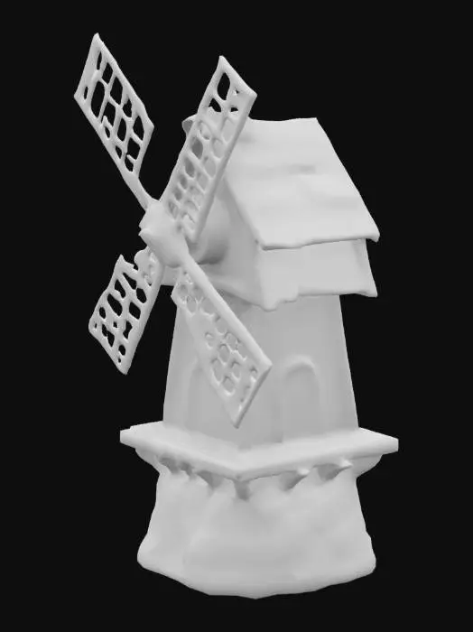 3D model for windmill, middle ages, toon style