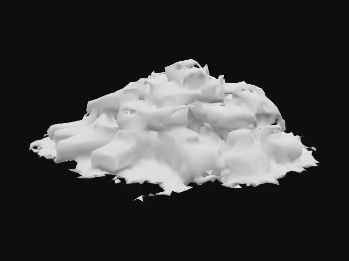 3D model for stylized large pile of scrap vehicles with cars, and engine parts