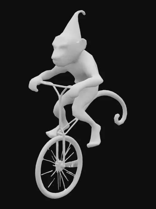 3D model for A Monkey Riding A circus Unicycle with one wheel 