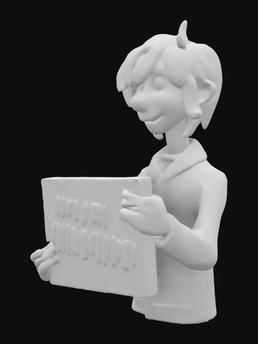 3D model for A Cartoon Woman Is Holding A Blank Sign