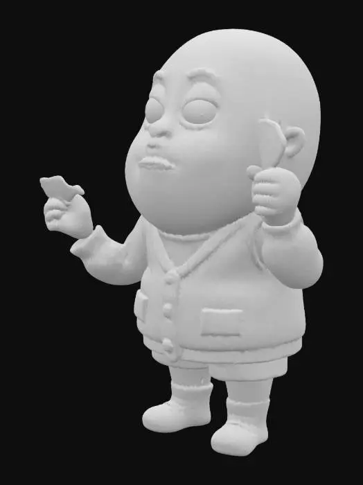 3D model for A humanoid boy with a potato head holding  potato chips in his hands