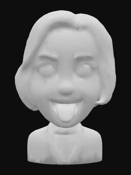 3D model for Brown Haired Emoji Girl With Brown eyes and a T-Shirt Showing Her Purple Tongue