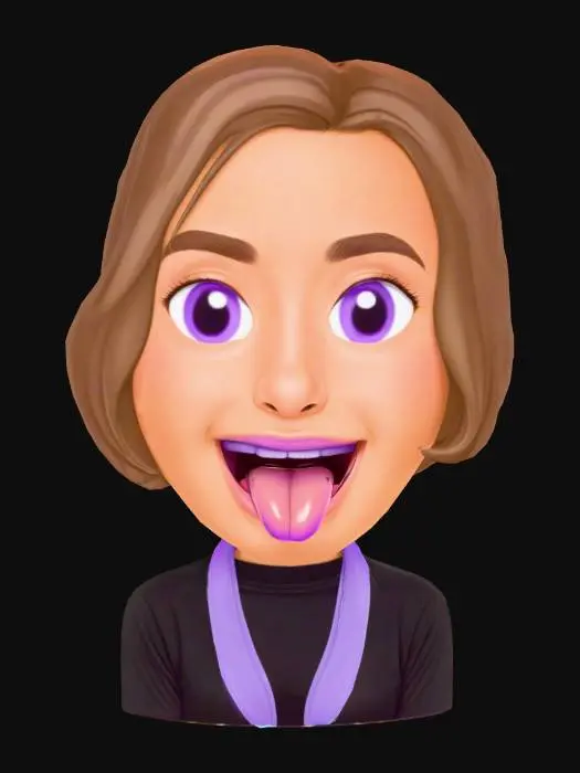 3D model for Brown Haired Emoji Girl With Brown eyes and a T-Shirt Showing Her Purple Tongue
