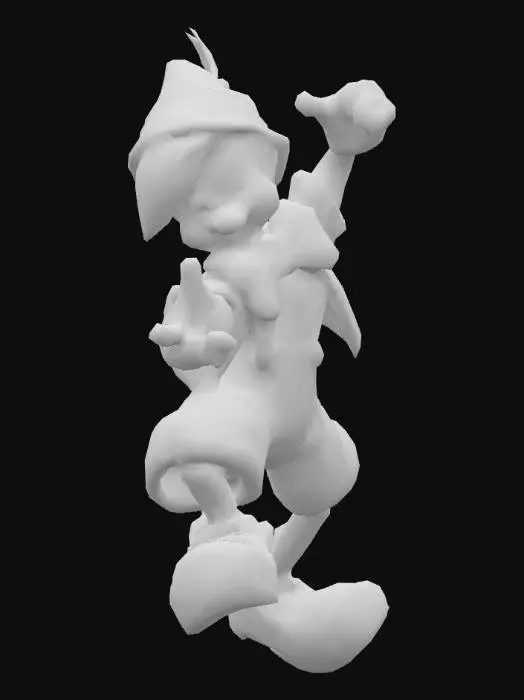 3D model for A Low-Poly mesh of Pinocchio with the same colors and pose as in the picture