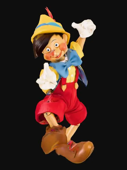 3D model for A Low-Poly mesh of Pinocchio with the same colors and pose as in the picture