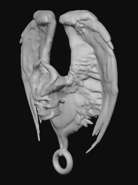 3D model for winged skull carrying a broken object