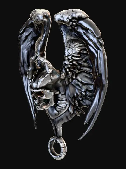 3D model for winged skull carrying a broken object
