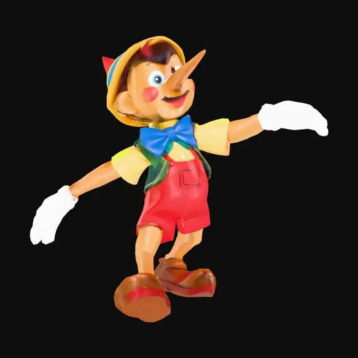 3D model for A Low-Poly mesh of Pinocchio with the same colors and pose as in the picture