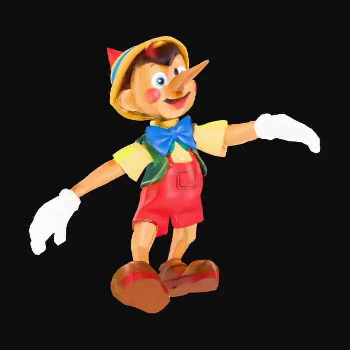 3D model for A Low-Poly mesh of Pinocchio with the same colors and pose as in the picture