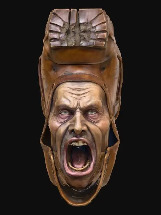 3D model for Upside down old blocky boot with realistic haman face scary