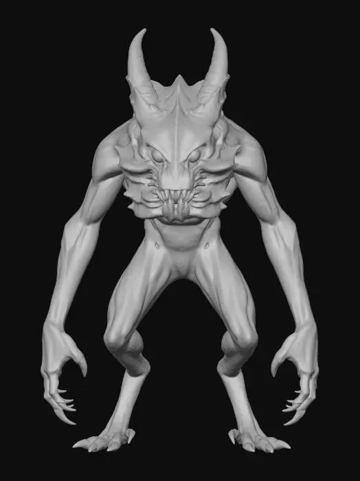 3D model for this but scaryier and cleaner mesh and black and grey with black eyes