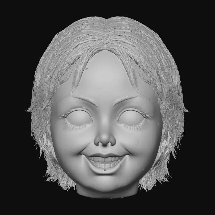 3D model for #Halloween2025#, disturbing scary doll head broken weiry vibes weird horror