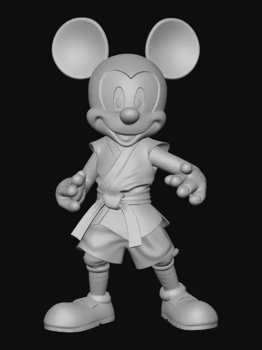 3D model for mickey mouse as a cool mortal kombat styled fighter