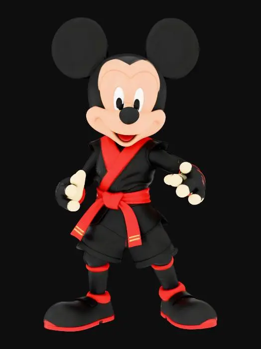 3D model for mickey mouse as a cool mortal kombat styled fighter