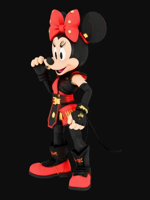 3D model for minne mouse as a cool mortal kombat styled fighter