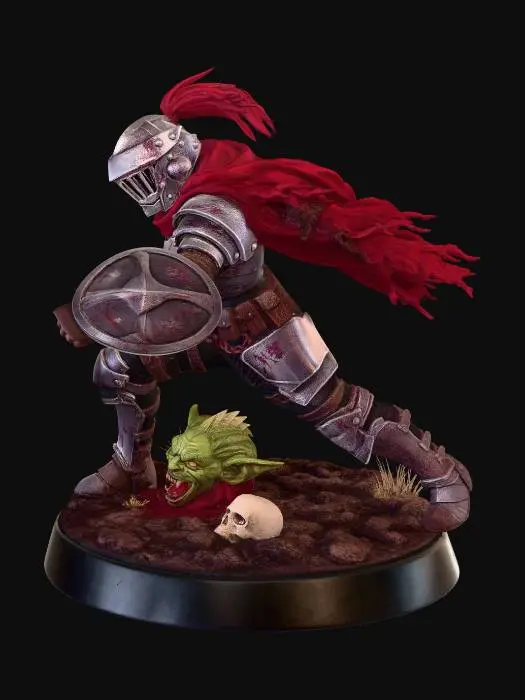 3D model for Crimson Knight and the Goblin Head