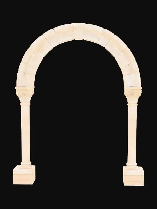 3D model for Make a 3d model of this archway but have the support columns smooth not fluted. Stonework to be old style.