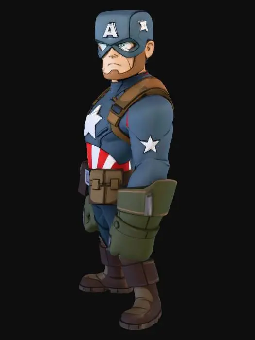 3D model for 3d print: cartoon style captain America