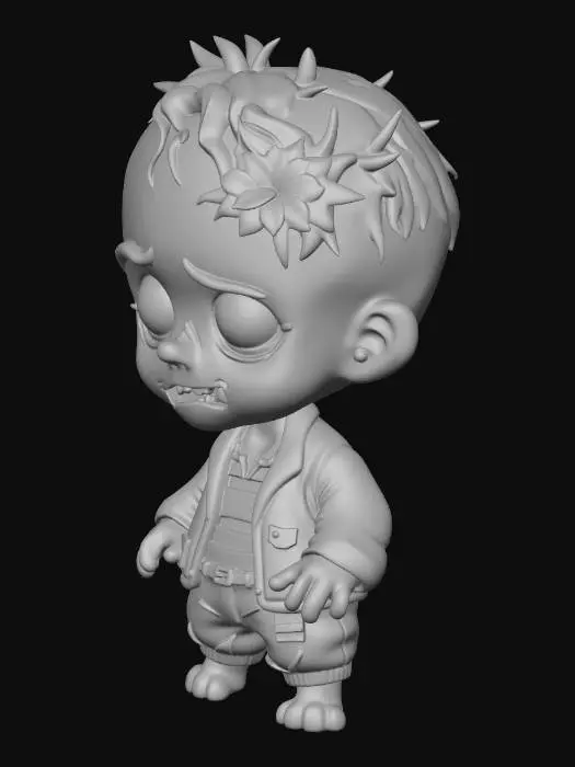3D model for 3d print of anime zombie wearing prison jumpsuit