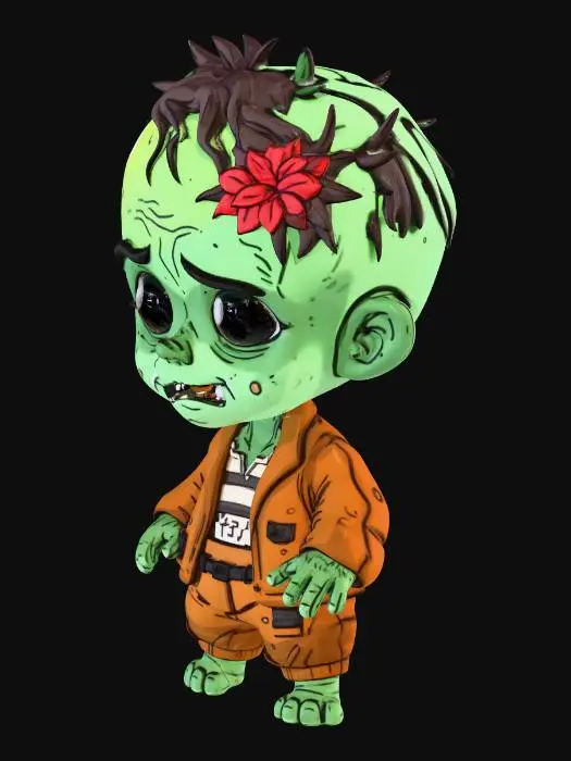 3D model for 3d print of anime zombie wearing prison jumpsuit