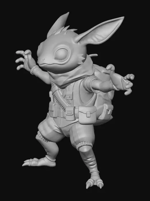 3D model for Gi pocket monster wearing ww2 military gear