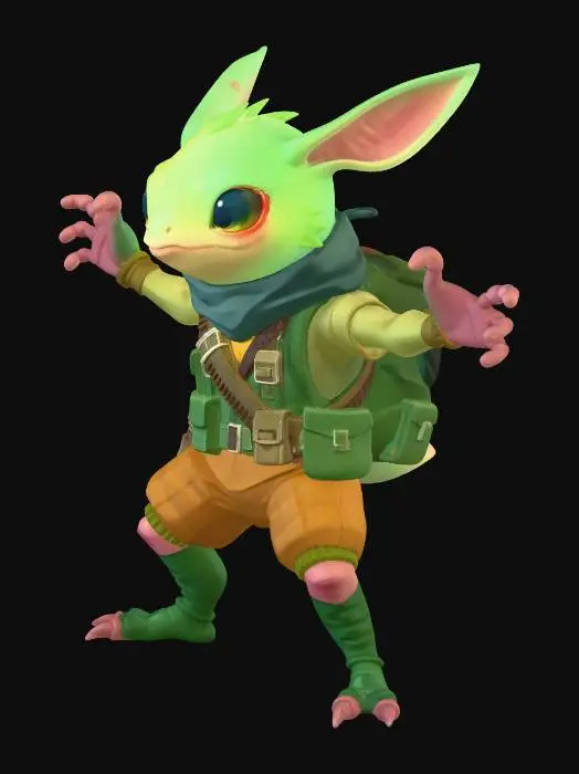 3D model for Gi pocket monster wearing ww2 military gear