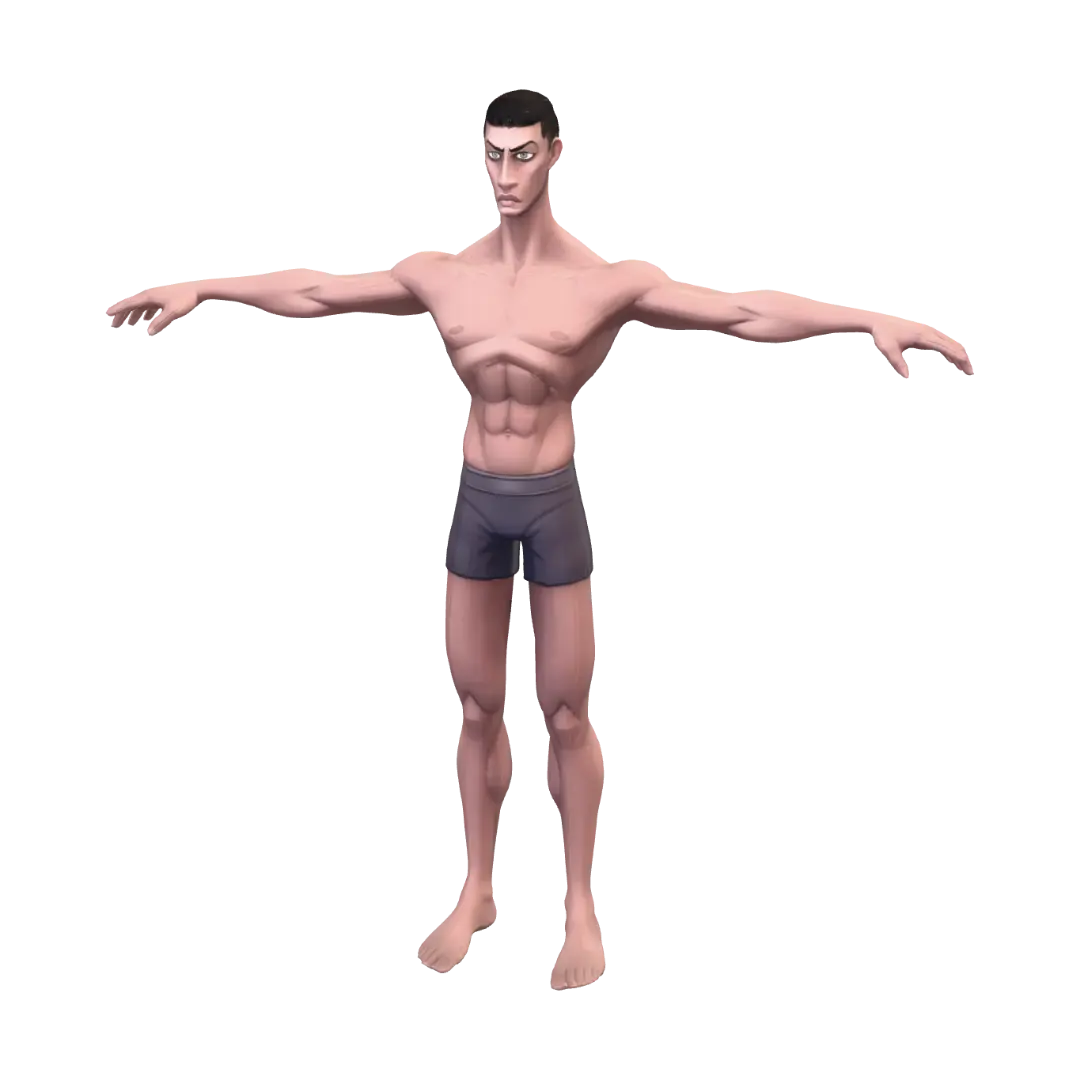 Stylized Male Base - Neutralpose 3D model, vytvořený pomocí AI