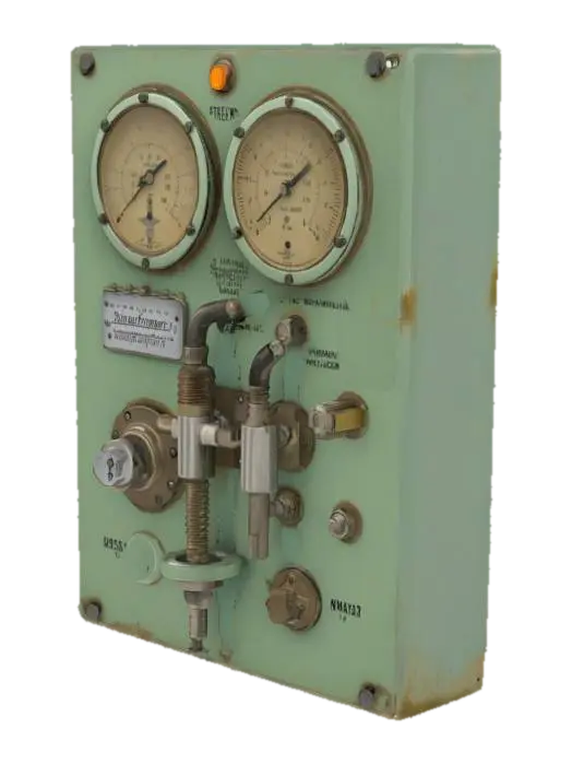 Coolant Flow Regulator Console Coolant control module with analog flow gauges,… - Gauge 3D model, vytvořený pomocí AI