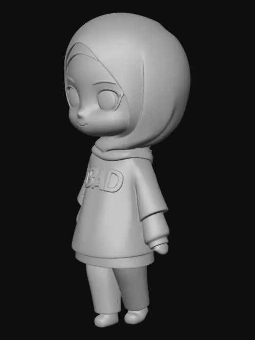 3D model for Chibi in Brown Hijab