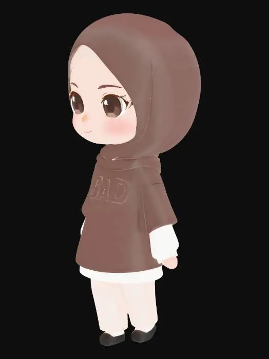 3D model for Chibi in Brown Hijab