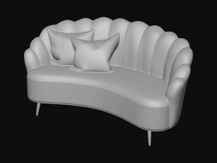 3D model for Pink Velvet Sofa
