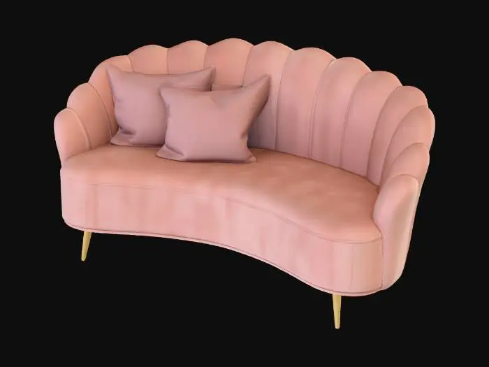 3D model for Pink Velvet Sofa