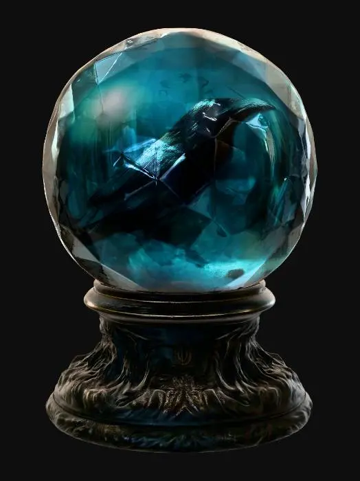 3D model for Raven in a Blue Glass Sphere