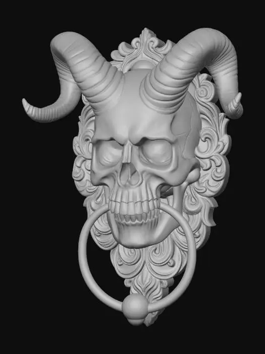 3D model for Infernal Horned Skull with Ring