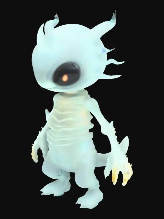 3D model for Pokemon ,
Ghostly, skeletal, translucent, eerie glow, sharp bones, floating, ominous eyes, ethereal smoke, jagged limbs, haunting presence
