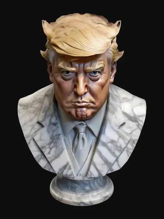 3D model for Sculpté, buste, and symétrie parfaite réaliste Donald Trump, Marbre, caricatural, plein de détails