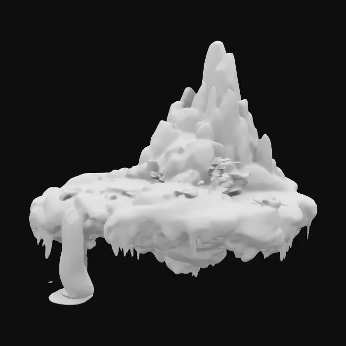 3D model for An exquisite floating island covered in moss, featuring cliffs and waterfalls, is a work of fantasy that is incredibly detailed and realistic.