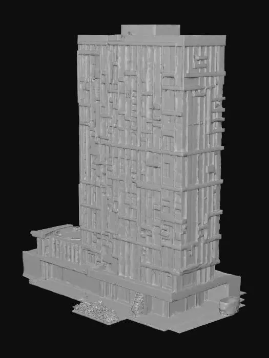 3D model for office building in Austin. photorealistic high detail. even flat lighting.