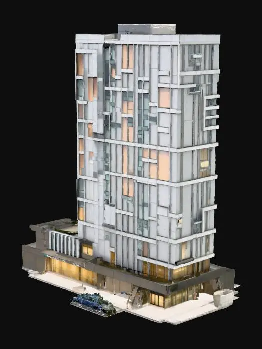 3D model for office building in Austin. photorealistic high detail. even flat lighting.