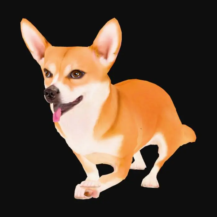 3D model for Corgi dog. Photorealistic.