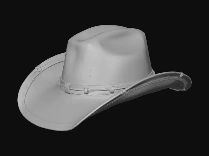 3D model for Design a retro cowboy hat used between 1800 and 1900. Make it with a straw sash. Create a distressed look. Create a realistic, high-quality texture.
