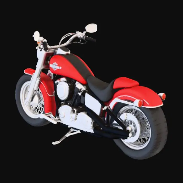 3D model for Design a Pixar-style Harley motorcycle from the 60s and 70s. No man on it, Pixar-style visuals, realistic and high-quality.