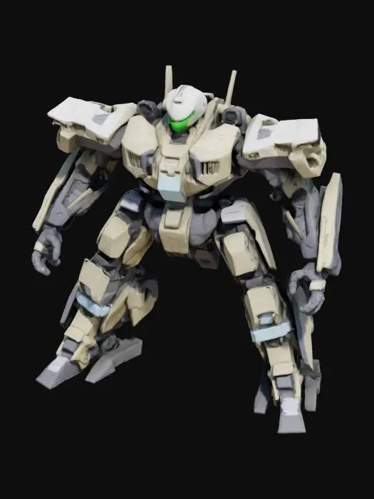 3D model for Heavily armored mecha inspired by Code Geass Knightmare Frames, designed for 3D printing without supports. Features a tank-like, robust build with modern composite armor plating, reinforced joints, and a bulky yet functional design. Stable stance with clean overhangs, no floating parts, and sharp mechanical details. Printable in one piece, ensuring durability and strong structural integrity.