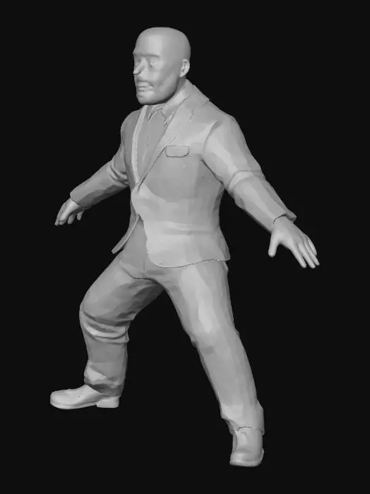 3D model for High detailed full body sneaky smiling musclar man with thick moustache and wearing well tuxedo. T-pose.
