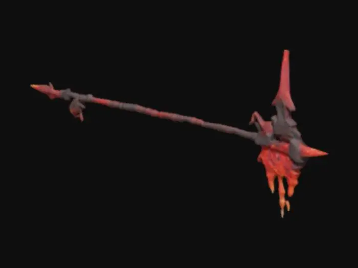 3D model for Eldritch celestial: Think Guts’ Dragonslayer meets a neutron star—jagged, impossibly dense, and radiating dark energy.

Rika’s Embrace: Her ghostly hands coil around the shaft when activated.

Meteorite texture: Pitted with glowing crimson veins (cursed energy channels).