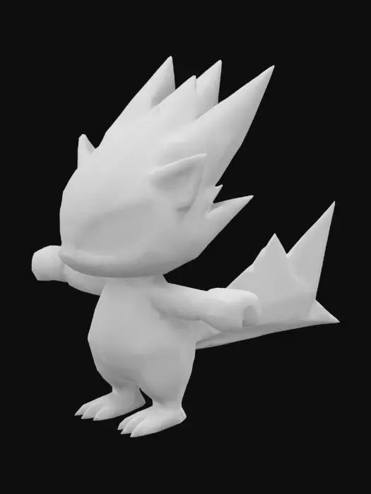 3D model for unknown electro pokemon, brutal and cute optic, full body, t-pose