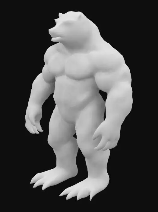 3D model for humanoid sloth, muscular and well defined #game figure#
