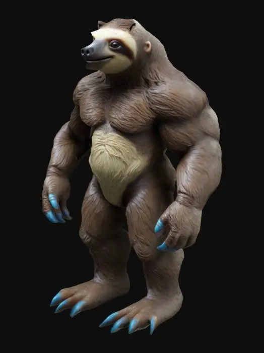 3D model for humanoid sloth, muscular and well defined #game figure#