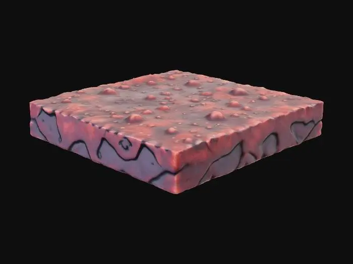 3D model for tile of alien violet and red dirt terrain