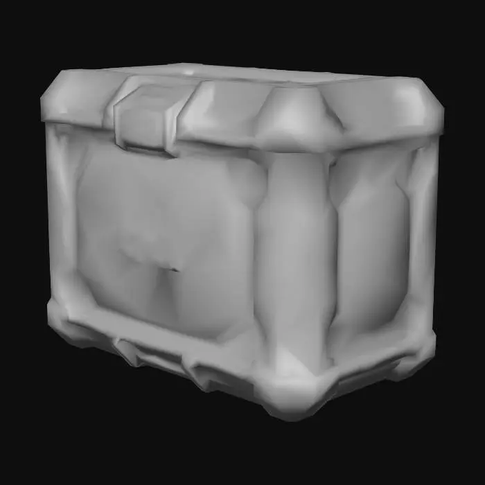 3D model for un contenitore militare umano di roccie aliene sul viola e blu, i militari sono intergalattici quindi con un marchio intergalattico, "Space Secure" è il nome dell'agenzia spaziale